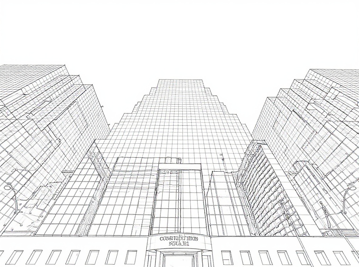 Architectural sketch showing refined line work on a contemporary facade